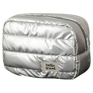 hello travel雲朵化妝包，時尚銀色，輕巧便攜，大容量收納，防水易清潔, 立體款-銀, 1個