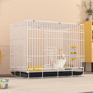 兔子籠子家用摺疊室內養兔易清糞戶外攜帶便捷垂耳兔加密兔籠貓籠, 1個, 53:籠子+托盤+墊+碗+窩+水壺+尿墊