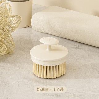 不求人清潔後背刷 長柄豬鬃毛沐浴刷 可拆卸兩用搓澡刷, 豬鬃毛短刷-白色, 1個