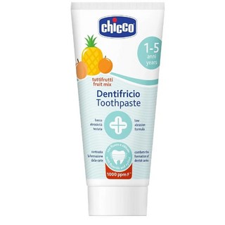 Chicco 兒童長牙舒緩凝膠30ml, 1個, 兒童木糖醇含氟牙膏50ml-鳳梨水果