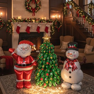 더 커진 초대형 스탠딩 3종 크리스마스 대형 산타 눈사람 트리 풍선 세트