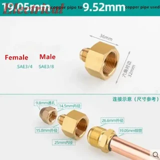 동관부속 에어컨 구리 튜브 암수 SAE 플레어 스레드 어댑터 14 38 12 58 34 감속기 조인트 황동 파이프 피팅 1 개, [11] 동관부속 Female 3l4 Male 3l8, [02] With Nut, 1개