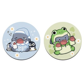 胖鯊魚鯊西米 軟式珪藻土吸水杯墊 (2入組) 硅藻土防滑隔熱墊, 1個, 雛菊青蛙