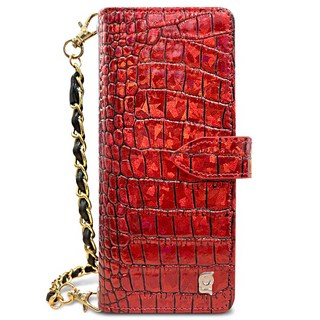 [샤이닝 악어 무늬 천연 소가죽 다이어리 케이스 이미지]