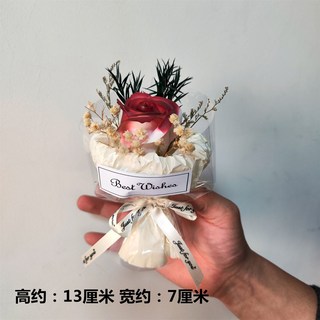 迷你口袋永生玫瑰乾燥花束：玫瑰向日葵仿真花伴手禮生日禮物裝飾, 浪漫迷你口袋花04款