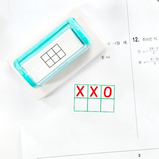 티처스 5칸 도장 3칸 네모 칸 스탬프 빈칸 오답 체크 수학 학습, 녹색, (9mm) 3칸 두줄 중형-에메랄드