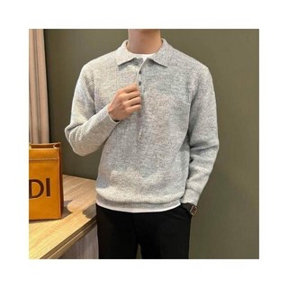 polo男休閒毛衣翻領針織上衣 加厚防寒 商務時尚大學T