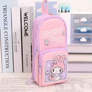 주포어유 귀여운 원도우 패브릭 더블 대용량 감성 필통, 1개, 핑크 멜로디