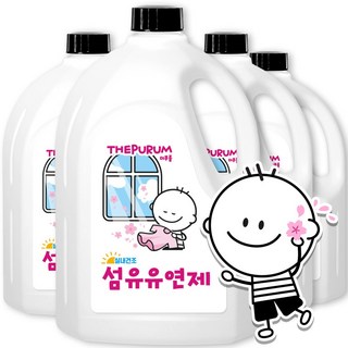 더푸룸 실내건조 섬유유연제 체리블라썸향 비건 아토피인증, 2.5L, 4개