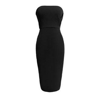 【修身包臀】抹胸連衣裙 吊帶裙 包臀裙 長裙 晚禮服 西服內搭 歐美性感 修身顯瘦 宴會派對 夏季新款, 黑色