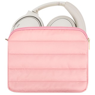 Geekria NOVA 헤드폰 퍼피 파우치 Tour One M3 QC Ultra II PXC 550-II 호환 케이블 보관 기능이 있는 소프트쉘 교체용 보호 여행용 운반 가방, 핑크