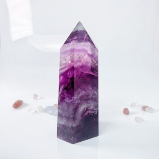 綠14 螢石柱 紫淺層 高透 冰感 超透 雲端 爆彩 絕美 夢幻 稀有, 1個