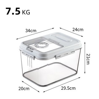 米桶 米箱 加厚大容量儲米桶 防蟲防潮密封米箱 透明飼料桶收納, 1個, 米桶密封防霉防虫【15斤裝】送計量杯, 白色