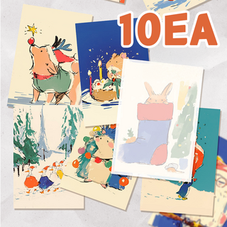 SANS 빈티지 디자인 크리스마스 엽서 세트 시즌2, 레드레빗