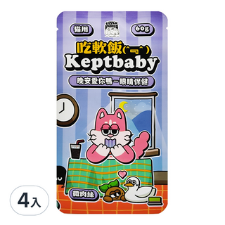 沙發馬鈴薯 吃軟飯微肉絲-晚安愛你鴨 4入 貓咪零食 鴨肉絲, 鴨肉, 60g