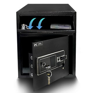 守護者保險箱 超大投入式保險箱 指紋/鑰匙保險櫃 營業用保險箱 台灣出貨 48DF, 黑色