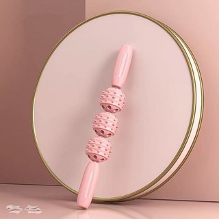 健身泡沫滾軸 瑜伽放鬆 肌肉舒緩 美腿按摩 彈力健身棒, 1個, 按摩棒3輪櫻花粉1個