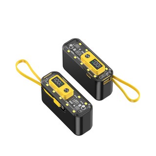 迷你LED顯示半透明行動電源 掛繩設計 輕巧便攜 手機應急充電, 黑色【Type-c線-超級快充-10000mAh】, DX-205