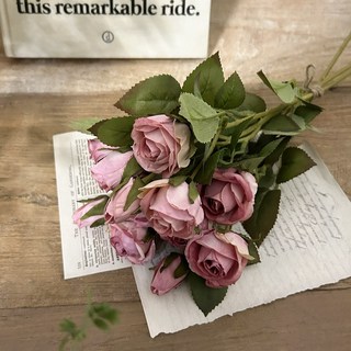 드라이플라워 미니 말린 장미 조화 로즈 꽃다발, 3개, 핑크