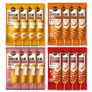 애슐리 크리스피 핫도그 4종 세트 16개입 (통모짜4+포테이토4+소시지탱글4+모짜탱글4) 간식 피시방, 1개