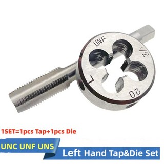 왼쪽 미국 나사 핸드 탭 및 다이 세트 미세 스레드 다이 탭 세트 UNF UNS UNC 1/4 5/16 3/8 7/16 1/2 3/4 7/8 1 인치 8 12 1 세트, 1. UNC1I4-20 L, A. 1SET, 1개