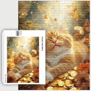 황금고양이 직소퍼즐 300 500 1000피스 귀여운 동물 판퍼즐 어른신퍼즐 효도퍼즐 대형판퍼즐 어른판퍼즐, 해피 스마일 고양이-05, 1개