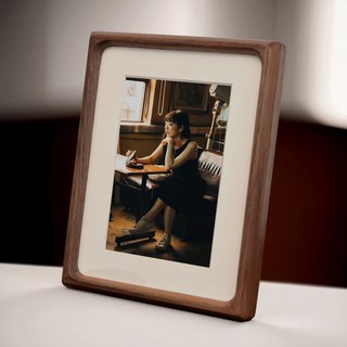 래미고 나무액자 가족 사진 원목 액자 입체 라운드형, 1개, 브라운