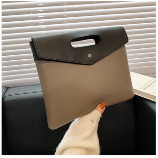 復古時尚手拿包新款小型商務手提包簡約公文包韓版復古休閑手抓包, 棕色