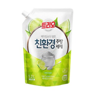 트리오 베이킹소다 담은 친환경 주방세제 라임향 리필, 1.2L, 4개