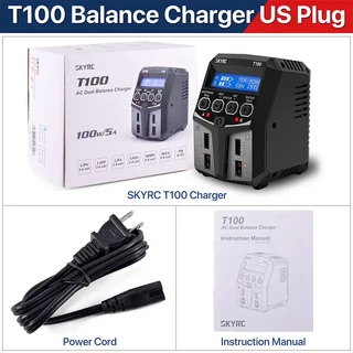 SKYRC T200 AC 리포 배터리 듀얼 밸런스 충전기 트랙사스 에어소프트 드론용 고속, 03 T100 US1