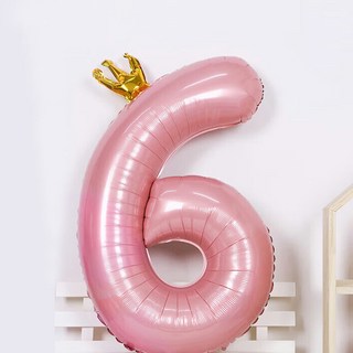 32吋玫瑰金數字立柱氣球, 派對數字大氣球：6, 1組