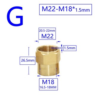 황동 남성 여성 스레드 커넥터 1/2 M14 M18 M22 3/8 톱니 피치 1 5mm 구리 수도꼭지 세탁기 욕실 커플러, G, 1개