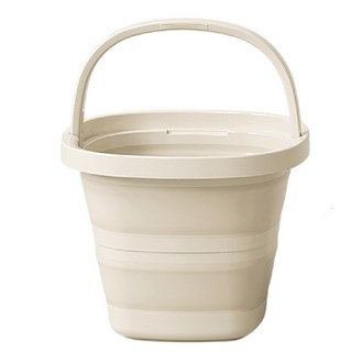 MUSI摺疊水瓢 簡約設計 節省空間 居家清潔好幫手, 折疊水桶-奶油色大號-(可裝10L水), 1個