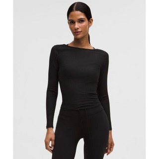 룰루레몬 리브드 스쿱백 요가 롱슬리브 셔츠 BLK A2E0