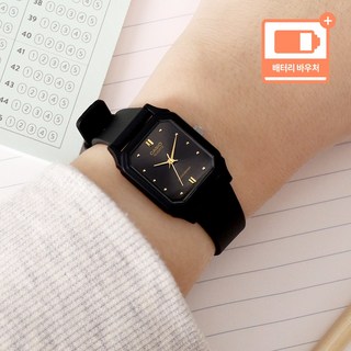 카시오 사각 스퀘어 여학생 스몰사이즈 아날로그 시계+배터리바우처