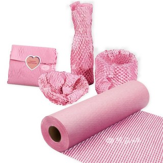 蜂巢紙包裝材料 - 緩衝保護、禮品包裝、環保可回收, 粉色, 1個