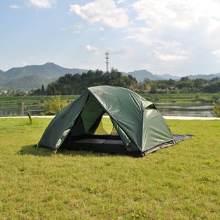 輕量便攜防蚊行軍床帳篷：雙人加大空間，防蟲防雨，野營自駕遊必備, 軍綠色（全網紗內帳）