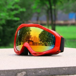 臺灣出貨柱麵滑雪眼鏡雪地護目鏡雙層防霧防風鏡片滑雪鏡男女單闆可開發票, 1個, #紅框紅片（送5個禮品）