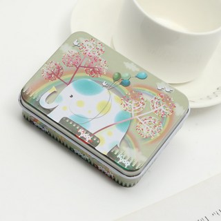 嗨購 創意桌面長方形馬口鐵收納盒 禮品明信片小鐵盒 馬口鐵金屬盒批發, 大象, 1個