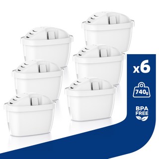 Klamol 필터(브리타 정수기 맥스트라 필터 호환) 6개 활성탄 및 이온 교환 수지가 포함된 필터, 1세트, Klamol_K110_6x