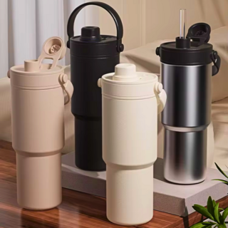 하이라라 보헤미안 텀블러 316 스테인리스 보온보냉 티백 빨대, 1개, 735ml, 커피 베이지