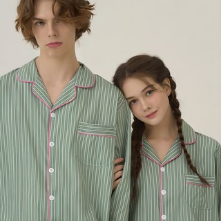 DOSSY 情侶款 絲滑感 溫斯黛 長袖睡衣 上下套裝 D-3676