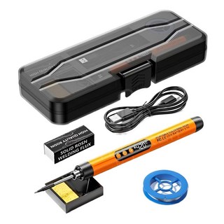 【超長續航 化錫提升300%】電烙鐵 數顯可調溫 電焊筆 焊接 烙鐵頭, 1個, 無線數顯電烙鐵 可調溫度【單頭款橙色】, 無線數顯電烙鐵 可調溫度【單頭款橙色】