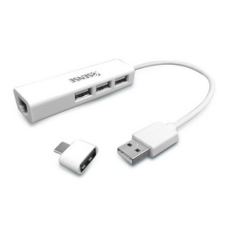 Esense 逸盛 RJU169 USB 2.0 轉 RJ45 HUB 網路卡 3埠USB集線器, 包裝褪色