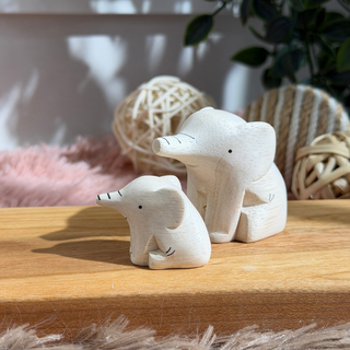 티랩 포레포레 애니멀 엄마와 아기 동물 피규어 6종 나무인형 목공예 장식 인테리어 소품 by 우드림 오브제, 코끼리 엄마와 아기