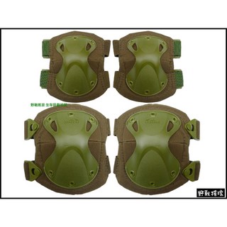 野戰搖滾-生存遊戲 變形金剛戰術護具組 黑色 護膝護肘 騎車防護 戶外運動 護手 保全特勤特警, 軍綠色, 1個