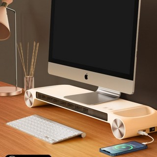 데스크탑용 히터 겨울철 사무실용 모니터거치 USB충전기능 컴퓨터및 게임기기 소형 온열기 손난로 기능 탁상용 난방기 스트립형디자인 컴팩트한 크기 효율적 난방, 히터 겸 모니터테이블 화이트