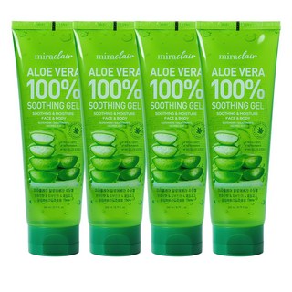 미라클레어 알로에베라 순도100% 무알콜 수딩젤 수분가득, 4개, 260ml