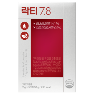 락티7.8 유산균 당관리 장건강 당뇨스쿨 바나바잎 락티카제이 유산균, 1개, 30회분