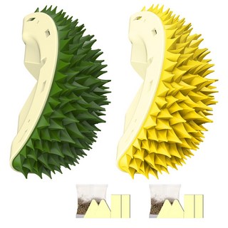 투데이리빙 1+1 고양이 셀프 그루밍 두리안 브러쉬 죽은털 제거 고양이빗 반려동물 빗질 장난감 애완 용품 캣닢 캣닢볼, 2개, R98561A(두리안